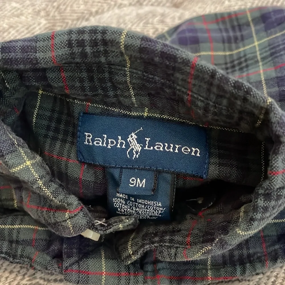 Ralph Lauren plaid button down shirt size 9 mths